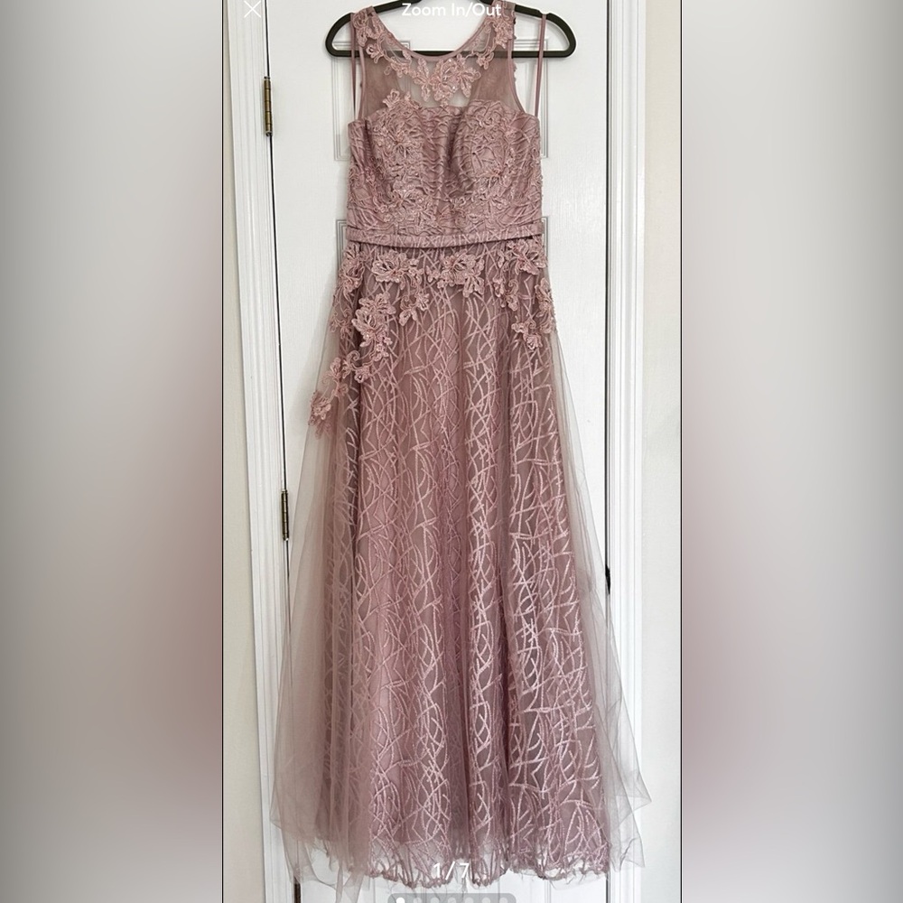 Formal Evening Embellished Lace Gown Blush Nude size 6 Decode 1.8